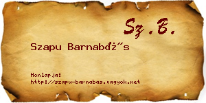Szapu Barnabás névjegykártya